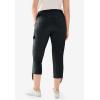 ellos Women’s Plus Size Stretch Cargo Capris Front and Side Pockets Casual Cropped Pants(Black)