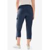 ellos Women’s Plus Size Stretch Cargo Capris Front and Side Pockets Casual Cropped Pants(Navy)