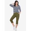 ellos Women’s Plus Size Stretch Cargo Capris Front and Side Pockets Casual Cropped Pants(Navy)