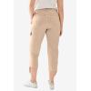 ellos Women’s Plus Size Stretch Cargo Capris Front and Side Pockets Casual Cropped Pants(New Khaki)