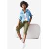 ellos Women’s Plus Size Stretch Cargo Capris Front and Side Pockets Casual Cropped Pants(White)