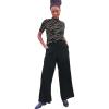 Ellos Plus Size Wide-Leg Soft Pants with Back Elastic(Black)