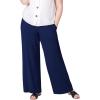 Ellos Plus Size Wide-Leg Soft Pants with Back Elastic(Navy)