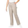 Woman Within Plus Size Back-Elastic All-Cotton Denim Carpenter Jeans(Natural Khaki)