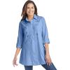 Woman Within Plus Size Button-Front Embroidered Tunic(French Blue Embroidery)