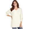 Woman Within Plus Size Cable Knit V-Neck Pullover Sweater(Ivory)