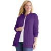 Woman Within Plus Size Cotton Cable Knit Cardigan Sweater(Radiant Purple)
