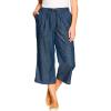 Woman Within Plus Size Drawstring Denim Capri(Indigo)