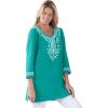 Woman Within Plus Size Embroidered Knit Tunic(Waterfall)