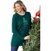 Woman Within Plus Size Holiday Motif Sweater(Emerald Green Tree)