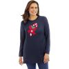 Woman Within Plus Size Holiday Motif Sweater(Navy Candy Cane)