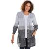 Woman Within Plus Size Ombre Shaker Cardigan Sweater(Black Ombre)