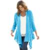 Woman Within Plus Size Open Front Pointelle Cardigan Sweater(Paradise Blue)