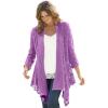 Woman Within Plus Size Open Front Pointelle Cardigan Sweater(Pretty Violet)