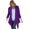 Woman Within Plus Size Open Front Pointelle Cardigan Sweater(Radiant Purple)