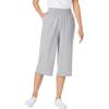 Woman Within Plus Size Petite Elastic-Waist Pull-On Knit Pocket Capri Pants(Heather Grey)