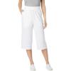 Woman Within Plus Size Petite Elastic-Waist Pull-On Knit Pocket Capri Pants(White)
