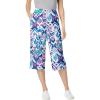 Woman Within Plus Size Petite Elastic-Waist Pull-On Knit Pocket Capri Pants(White Multi Batik)