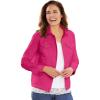 Woman Within Plus Size Stretch Denim Jacket Cropped Jean Jacket(Raspberry Sorbet)