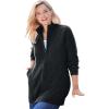 Woman Within Plus Size Zip Front Shaker Cardigan Sweater(Black)