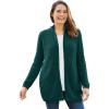 Woman Within Plus Size Zip Front Shaker Cardigan Sweater(Emerald Green)
