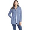 Woman Within Plus Size Zip Front Shaker Cardigan Sweater(Royal Navy White Marled)