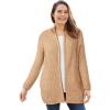 Woman Within Plus Size Zip Front Shaker Cardigan Sweater(Soft Camel Ivory Marled)