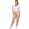 ellos Women’s Plus Size Stretch Cargo Capris Front and Side Pockets Casual Cropped Pants(New Khaki)