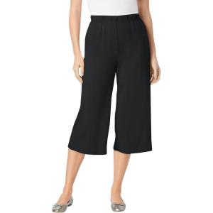 Woman Within Plus Size 7-Day Knit Culotte(Black)