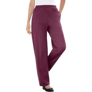 Woman Within Plus Size 7-Day Knit Ribbed Straight-Leg Pull-On Pants(Deep Claret)