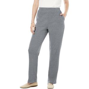 Woman Within Plus Size 7-Day Knit Ribbed Straight-Leg Pull-On Pants(Medium Heather Grey)
