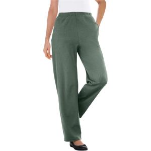 Woman Within Plus Size 7-Day Knit Ribbed Straight-Leg Pull-On Pants(Pine)