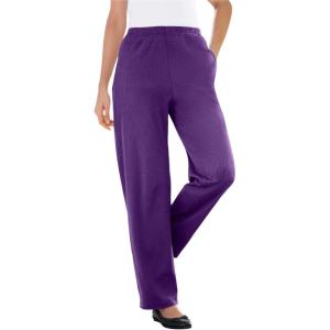 Woman Within Plus Size 7-Day Knit Ribbed Straight-Leg Pull-On Pants(Radiant Purple)