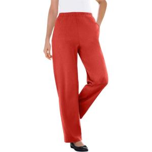 Woman Within Plus Size 7-Day Knit Ribbed Straight-Leg Pull-On Pants(Red Ochre)