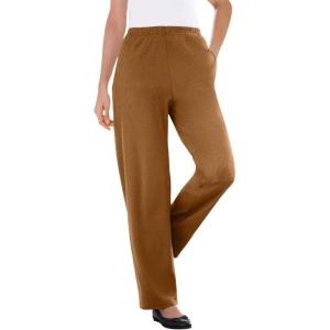 Woman Within Plus Size 7-Day Knit Ribbed Straight-Leg Pull-On Pants(Toffee)