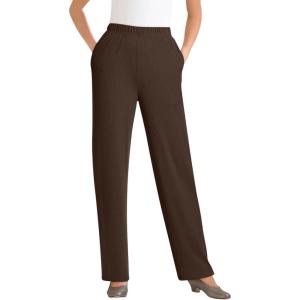 Woman Within Plus Size 7-Day Rib-Knit Wide-Leg Pull-On Pants(Chocolate)