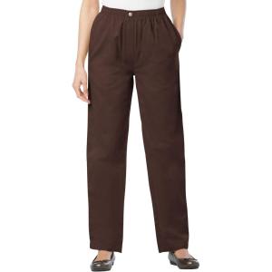 Woman Within Plus Size 7-Day Straight-Leg Elastic-Waist Denim Jean (Petite & Tall Available)(Chocolate)