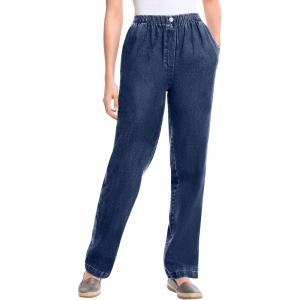 Woman Within Plus Size 7-Day Straight-Leg Elastic-Waist Denim Jean (Petite & Tall Available)(Indigo)