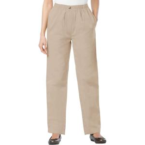Woman Within Plus Size 7-Day Straight-Leg Elastic-Waist Denim Jean (Petite & Tall Available)(Natural Khaki)
