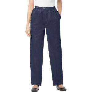 Woman Within Plus Size 7-Day Straight-Leg Elastic-Waist Denim Jean (Petite & Tall Available)(Navy)