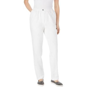 Woman Within Plus Size 7-Day Straight-Leg Elastic-Waist Denim Jean (Petite & Tall Available)(White)