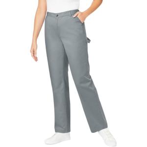Woman Within Plus Size Back-Elastic All-Cotton Denim Carpenter Jeans(Gunmetal)