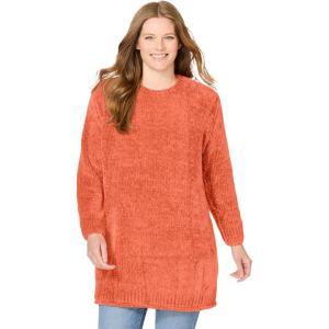 Woman Within Plus Size Crewneck Chenille Sweater(Pumpkin)
