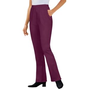 Woman Within Plus Size Fineline Stretch Denim Pull-On Bootcut Jeans(Deep Claret)