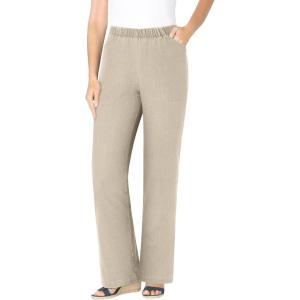 Woman Within Plus Size Fineline Stretch Denim Pull-On Bootcut Jeans(Natural Khaki)