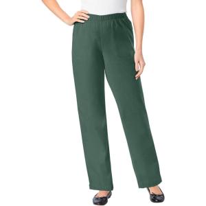 Woman Within Plus Size Fineline Stretch Denim Wide-Leg Pull-On Jeans(Pine)