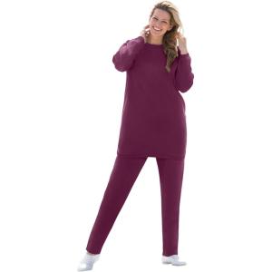 Woman Within Plus Size Fleece Sweatshirt Set(Deep Claret)