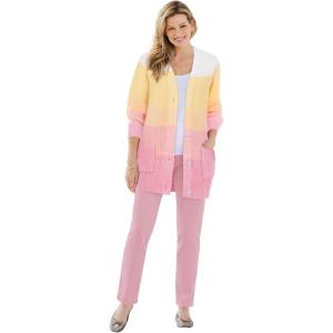 Woman Within Plus Size Ombre Shaker Cardigan Sweater(Delicate Pink Ombre)