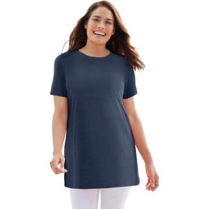 Woman Within Plus Size Perfect Crewneck Tunic(Navy)