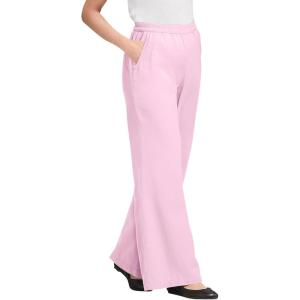 Woman Within Plus Size Perfect Elastic-Waist Wide-Leg All-Cotton Pull-On Denim Jeans(Pink)